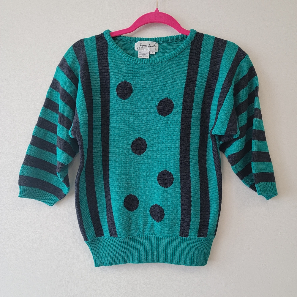 Vintage Stripe And Dot Ramie Cotton Sweater